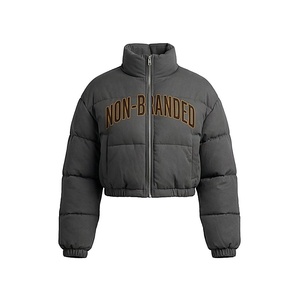 Non-Branded Quilted Jacket Women's Winter Stand Collar Full Sleeve Thick Polyester Filling Windproof Short Length Zipper Front - Product Image 1