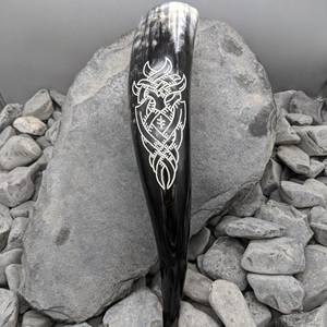 High Quality Viking <b>Drinking</b> Horn with <b>Stand</b> Polished Carved Animal Style Natural Craft for Wedding or Home Decoration - Product Image 2