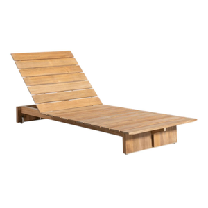 Chaise longue d'extérieur en teck avec dossier multi-positions, cadre de lit à lattes pleine longueur, roues à roulement fluide et accoudoirs - Product Image 3