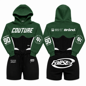 Conjunto de Sudadera con Capucha y Pantalones de Peso Medio, Unisex, Estilo Urbano, Cierre Completo, Corte Regular, Invierno, 100% Algodón, Felpa - Product Image 2