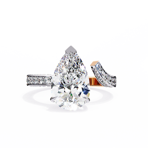 Anillo de Compromiso de Diamante de Corte Pera de 3 Quilates de Alta Calidad, Cultivado en Laboratorio, Oro de 14k, Informe IGI, Diamante VS DEF para Aniversario o Boda - Product Image 2