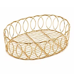 Panier à fruits en fil métallique doré, haut et arqué, avec bol profond et rond, idéal pour la décoration de salon et de table – Le plus apprécié - Product Image 5