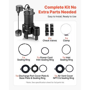 Sistema de Bomba de Aguas Residuales de Hierro Fundido de 1/2 HP y 4800 GPH, 120 Voltios, Automática, para Exteriores, para Recolección de Agua/Agua Residual, Aparatos de Tratamiento de Agua - Product Image 6