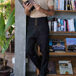 Jean élégant pour homme à double taille, en tissu respirant, coupe confortable, style urbain décontracté, vente en gros - Product Image 5