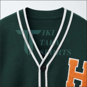 Cardigan en tricot à col en V pour homme, personnalisé, de haute qualité, en laine/nylon, avec un seul bouton, patchwork respirant, idéal pour l'hiver - Product Image 2