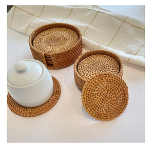 Rattan Coaster <b>Placemat</b> With Holder Dining Insulated Woven Basket BOHO Rattan Coaster Top Price - Product Image 3