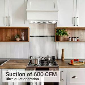 Cappa aspirante da incasso da 30 pollici con 600 CFM, in acciaio inossidabile, controlli a pulsante a destra, luci LED posteriori per uso cucina - Product Image 4