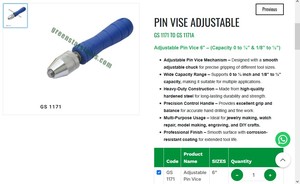 Adjustable Pin Vice 6 Inch Precision <b>Hand</b> <b>Drill</b> Jewelry Tool With Variable Chuck Capacity For Engraving | Item No GS-1171 - Product Image 3