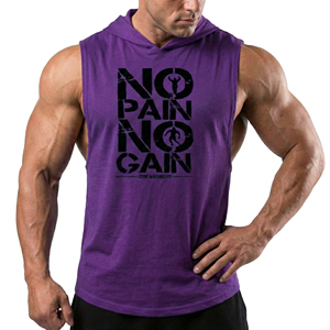 Débardeur de musculation personnalisable pour hommes avec capuche et emmanchures profondes, idéal pour la musculation et le fitness – Vente en gros - Product Image 2