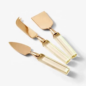 Designer <b>Cheese</b> <b>Knife</b> <b>Set</b> With Stone Handles and Gold Blades Durable Stainless Steel <b>Cheese</b> Tools for Serving and Cutting <b>Knives</b> - Product Image 6