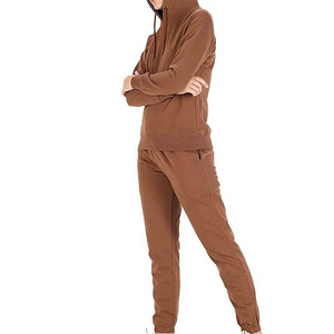 Women's <b>Brown</b> Hooded Tracksuit Set Full Sleeve Solid Color Casual <b>Jogger</b> Pants Breathable Cotton Autumn Wear - Product Image 4