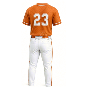 Men's <b>Baseball</b> Uniform Jersey Number 23 Orange Short Sleeve White Pants Breathable Polyester Regular Fit All Seasons - Product Image 3