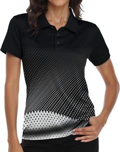 Artículos Más Vendidos 2026: Polo de Punto de Manga Corta con Estampado de Puntos Turquesa para Mujer, Secado Rápido, Ropa Casual, Camisetas Polo OEM - Product Image 3