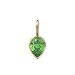 Pendentif Breloque en Or Jaune Massif 14 carats avec Peridote / Pierre de Naissance d'Août Prasiolite / Pierre Précieuse Verte 7mm / Forme Poire - Product Image 1