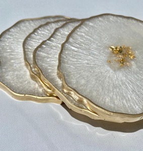 Customized Handmade White Swearl Resin Round Tea <b>Coaster</b> For <b>table</b> Home Decor Hotel Restaurant Use by HWC - Product Image 3