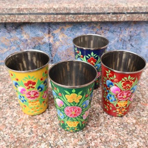 Vaso de Acero Inoxidable Pintado a Mano, Moderno, con Diseño Impreso, Decorativo para Comedor y Hotel - Product Image 1