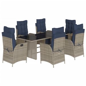 <b>Adjustable</b> Grey Poly Rattan Garden Dining Set With Standard <b>Footrests</b> 6 Seater Outdoor Furniture - Product Image 4