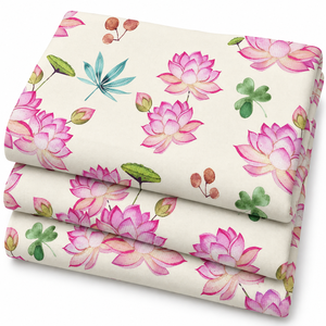Tissu popeline de coton peigné léger à motif floral violet, imprimé pour robe de bébé, vêtements de détente, literie et rideaux - Product Image 3