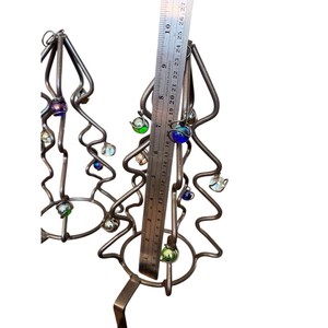 Pair Of Metal & Marbles Christmas Tree <b>Stocking</b> <b>Holders</b> 10" Tall Heavy Vintage feltsocks - Product Image 2