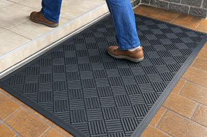 Heavy-Duty <b>Rubber</b> Scraper Doormat Criss-Cross Basketweave Anti-Slip <b>Outdoor</b> Entrance <b>Mat</b> - Product Image 6