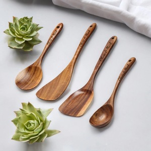 Wooden Natural 6-Piece <b>Gold</b> Plated Mirror Polish Eco-Friendly Dishwasher Safe <b>Spoon</b> Set High Quality - Product Image 2