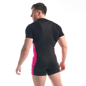 Traje de Lucha Libre Negro y Rosa para Hombre, de Una Pieza, Ajustado, de Spandex y Poliéster Elástico, para Artes Marciales, Talla Adulto - Product Image 2