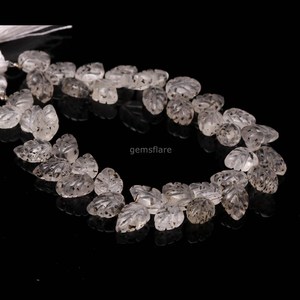 Cuentas de cuarzo natural talladas en forma de hoja de 10-11 mm, cuentas de piedras preciosas de cuarzo talladas a mano para la fabricación de joyería, venta al por mayor. - Product Image 1