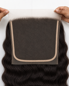 ผมแท้แบบอินเดีย U-Part Lace Closure Remy ลอนคลายสีดำ นุ่มสบาย ไม่ต้องใช้กาว ความหนาแน่น 180%  ปมใส  ขนาด 7x7 - Product Image 6
