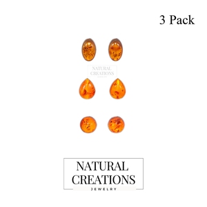 925 Sterling Silver Amber Natural Pear Oval Shape Butterfly Lock Stud <b>Earrings</b> Classic Style Bezel Setting Engagement Party Gift - Product Image 5