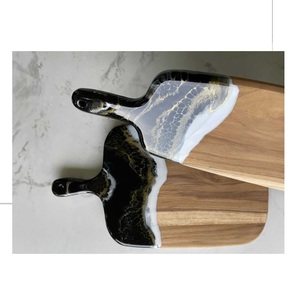 Planche à découper et plateau de service rectangulaires en bois et résine avec logo personnalisé, épaisseur 1,5 cm, design décoratif, passe au lave-vaisselle, pour mariage - Product Image 2