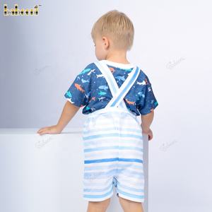 Combinaison courte pour garçons avec broderie de crabe, t-shirt imprimé 100% coton, été, ODM OEM, fabrication sur mesure en gros, fabriqué au Vietnam-DR4182 - Product Image 3
