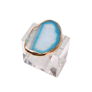 Accesorios de mesa, servilletero de cristal de ágata natural, servilletero de lujo dorado para fiestas, fabricante indio por EXOTIC INDIAN - Product Image 1