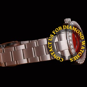 Fashionable Only Bezel <b>Red</b> Dial Moissanite Diamond Quartz Fashion Business Sport Man Watch Stainless Steel for Birthday Gift - Product Image 4