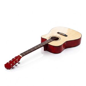 Chitarra Acustica Dreadnought da 41 Pollici in Legno Naturale con Cutaway a Forma di Botte, Corde, Capotasto, Borsa per il Trasporto, Accordatore, Chiave per Accordatore - Product Image 2