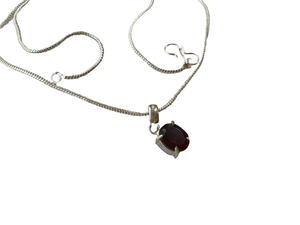 H.A. Collar con colgante ovalado de piedra roja y cadena de serpiente de plata alemana, hecho a mano, estilo clásico, para compromiso y fiesta - Product Image 2