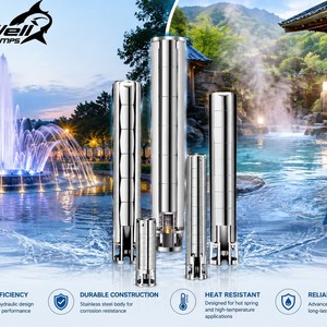ปั๊มน้ำสเตนเลสแบบหลายใบพัด ขนาด 6 นิ้ว 7.5 แรงม้า ช่องจ่ายน้ำ 3 นิ้ว แรงดันสูง สำหรับบำบัดน้ำ - Product Image 1