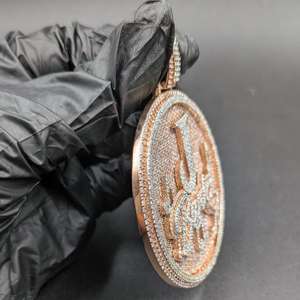 Custom Pendant Iced Out Moissanite Hip Hop Jewelry Round Nameplate Music Note Charm Pendant - Product Image 3
