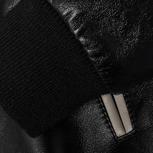 Men's Black PU <b>Leather</b> Waterproof Motorcycle <b>Jacket</b> Cream Shoulder Panels Zipper Closure Stand Collar Regular Fit 220g - Product Image 4