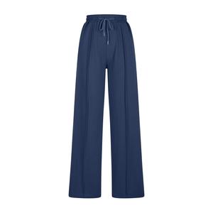 Pantalones de Punto de Cintura Alta y Pierna Ancha para Mujer, con Cordón Ajustable, Cintura Elástica, Corte Holgado Informal, Largos, de Color Sólido, para Primavera - Product Image 3