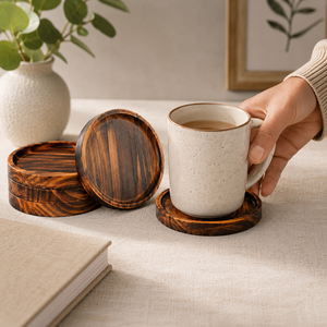 Premium Wooden Cup <b>Coasters</b> – Stylish Round <b>Drink</b> <b>Coasters</b> for Glasses & Mugs Decorative <b>Drink</b> <b>Coasters</b> for Home Décor - Product Image 2