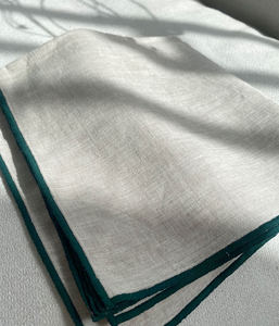 Commandes à l'export : Serviettes en lin pur importé de France, à blocs de couleur, à ourlets épais, mouchoirs de table, torchons - Product Image 5