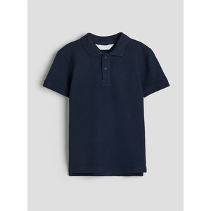 Men's <b>Navy</b> Solid Short Sleeve <b>Polo</b> <b>Shirt</b> Cotton Pique Casual Knitted Anti-Wrinkle Regular Fit - Product Image 1