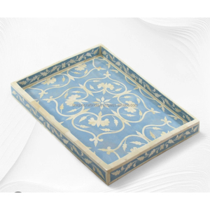 Plateau de service rond en os noir et blanc avec motif géométrique, plateau décoratif artisanal pour la décoration intérieure moderne - Product Image 5