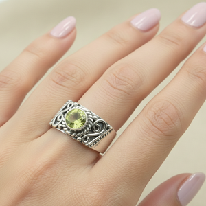 925 Sterling Silver <b>Peridot</b> <b>Ring</b> Vintage Filigree Floral Design Rose Gold Yellow Gold Plated Handmade Boho Statement Jewelry - Product Image 2