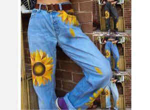 Jean décontracté sur mesure pour homme, coupe droite, en coton, ajusté, respirant, taille mi-haute, en denim, séchage rapide, été - Product Image 4