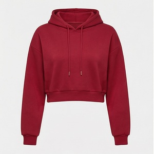 Sweat à capuche court personnalisé de haute qualité pour femme, avec logo sur mesure, respirant, décontracté, mode hiver - Product Image 1