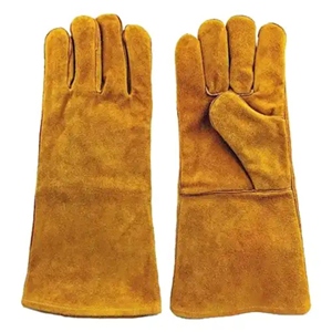 Wholesale Cowhide Split Leather Heat & <b>Fire</b> Resistant Welding Gloves with CE Certified Safety Cuff Durable Construction - Product Image 1