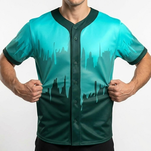 Maillot de baseball boutonné avec fermeture à pression, 100 % polyester, design personnalisé, uniformes d'équipe pour hommes et jeunes, vente en gros - Product Image 3