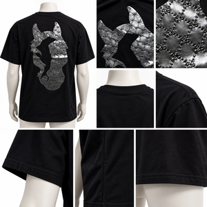 <b>Mens</b> <b>Black</b> Regular Fit 100% Cotton Graphic T-<b>Shirt</b> Silver Skull Print Front Logo <b>Short</b> <b>Sleeve</b> Casual Streetwear Unisex - Product Image 3
