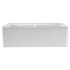 Lavello da Cucina Stile Rustico 33x20 Pollici, Bianco, con Frontale a Grembiule, Doppia Vasca Quadrata, Workstation in Argilla Refrattaria, da Incasso, con Accessori Multipli - Product Image 1